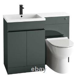 1100mm L Shape Anthracite Bathroom Furniture Vanity WC Unit Resin Basin