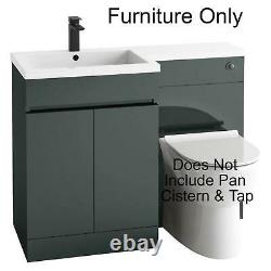 1100mm L Shape Anthracite Bathroom Furniture Vanity WC Unit Resin Basin