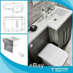 1100mm L Shape Bathroom Furniture Suite BTW Toilet Vanity WC Unit Resin Basin