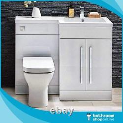 1100mm L Shape White Bathroom Furniture BTW Toilet Vanity WC Unit Resin Basin