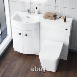 1100mm LH White Basin Vanity Flat Pack Bathroom, WC Unit & Rimless BTW Toilet