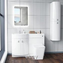 1100mm LH White Basin Vanity Flat Pack Bathroom, WC Unit & Rimless BTW Toilet