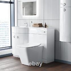 1100mm LH White Basin Vanity Flat Pack Bathroom, WC Unit & Rimless BTW Toilet