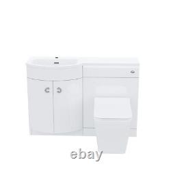 1100mm LH White Basin Vanity Flat Pack Bathroom, WC Unit & Rimless BTW Toilet