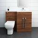 1100mm Rh Walnut L Shape Bathroom Vanity Unit With Basin + Back To Wall Toilet