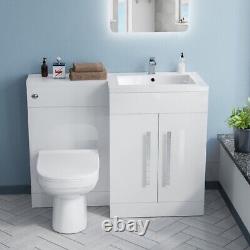 1100mm Right Hand Basin Vanity Cabinet with BTW Toilet White James