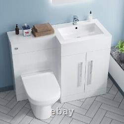 1100mm Right Hand Basin Vanity Cabinet with BTW Toilet White James