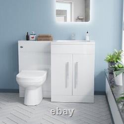 1100mm Right Hand Basin Vanity Cabinet with BTW Toilet White James