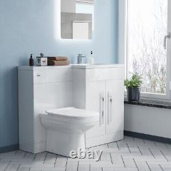 1100mm Right Hand Basin Vanity Cabinet with BTW Toilet White James