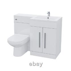 1100mm Right Hand Basin Vanity Cabinet with BTW Toilet White James