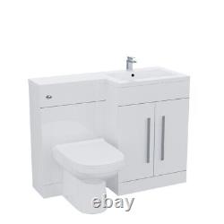 1100mm Right Hand Basin Vanity Cabinet with BTW Toilet White James