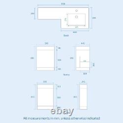 1100mm Right Hand Basin Vanity Cabinet with BTW Toilet White James