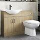 1150mm Bathroom Toilet Vanity Unit Combination Basin Sink Furniture Oak Effect