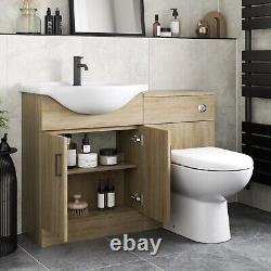 1150mm Bathroom Toilet Vanity Unit Combination Basin Sink Furniture Oak Effect