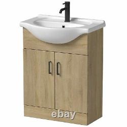 1150mm Bathroom Toilet Vanity Unit Combination Basin Sink Furniture Oak Effect