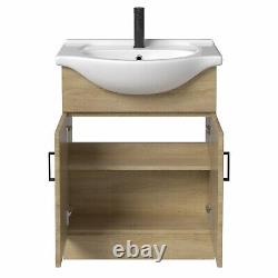 1150mm Bathroom Toilet Vanity Unit Combination Basin Sink Furniture Oak Effect