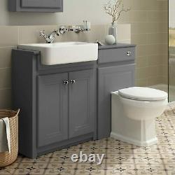 1167mm Midnight Grey Combined Vanity Unit Back to Wall Pan Toilet Wc floor stand