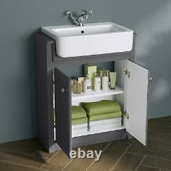 1167mm Midnight Grey Combined Vanity Unit Back to Wall Pan Toilet Wc floor stand