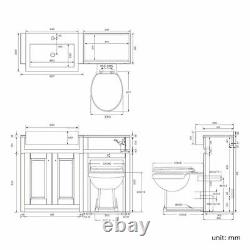 1167mm Midnight Grey Combined Vanity Unit Back to Wall Pan Toilet Wc floor stand