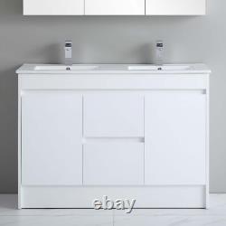 1200mm Bathroom Double Vanity Unit with Basin Sink 2 Drawers & Doors Unit White