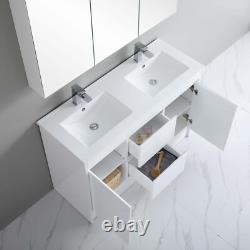 1200mm Bathroom Double Vanity Unit with Basin Sink 2 Drawers & Doors Unit White