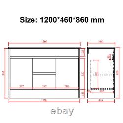 1200mm Bathroom Double Vanity Unit with Basin Sink 2 Drawers & Doors Unit White