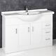 1200mm Bathroom Vanity Unit & Basin Sink Floorstanding Gloss White Tap Waste Ndt
