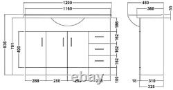 1200mm Bathroom Vanity Unit & Basin Sink Floorstanding Gloss White Tap Waste NDT