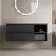 1200mm Bathroom Vanity Unit Black Countertop Wall Hung Fluted Black Unit