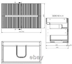 1200mm Bathroom Vanity Unit Black Countertop Wall Hung Fluted Black Unit