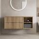 1200mm Bathroom Vanity Unit Countertop Wall Hung Drawer Fluted Oak Unit No Basin