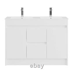 1200mm Bathroom Vanity Unit & Double Basin Sink Waterproof Storage Cabinet White