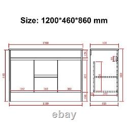 1200mm Bathroom Vanity Unit & Double Basin Sink Waterproof Storage Cabinet White