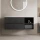 1200mm Bathroom Vanity Unit White Marble Countertop Wall Hung Fluted Black Unit