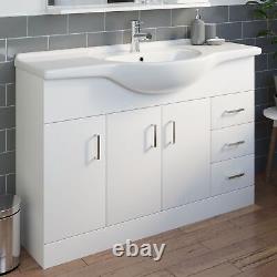 1200mm Floorstanding Bathroom Vanity Unit & Basin Single Tap Hole White Gloss