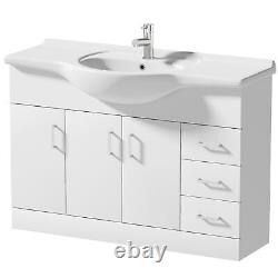 1200mm Floorstanding Bathroom Vanity Unit & Basin Single Tap Hole White Gloss