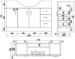 1200mm Floorstanding Bathroom Vanity Unit & Basin Single Tap Hole White Gloss