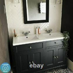 1200mm Traditional 4 Door Charcoal Grey Double Sink Unit Sink Basin Vanity Floor