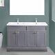 1200mm Traditional 4 Door Grey Double Sink Unit Sink Basin Vanity Floor Standing