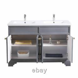 1200mm Traditional 4 Door Grey Double Sink Unit Sink Basin Vanity Floor Standing