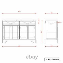 1200mm Traditional 4 Door Grey Double Sink Unit Sink Basin Vanity Floor Standing