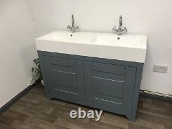 1200mm Traditional 4 Drawers Double Sink Unit Sink Basin Vanity Floor Standing