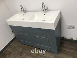 1200mm Traditional 4 Drawers Double Sink Unit Sink Basin Vanity Floor Standing