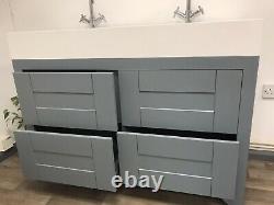 1200mm Traditional 4 Drawers Double Sink Unit Sink Basin Vanity Floor Standing