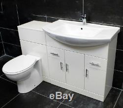 1250mm Bathroom Furniture Vanity Set 750mm Basin Sink Unit + WC Toilet Unit