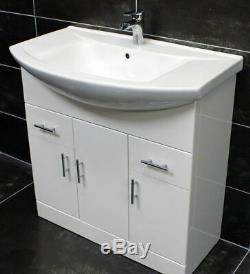 1250mm Bathroom Furniture Vanity Set 750mm Basin Sink Unit + WC Toilet Unit