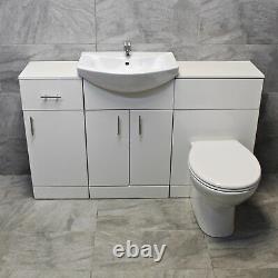 1350mm Bathroom Vanity BTW Toilet Unit Sink Basin Storage Drawerline White