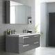 1440mm Wall Hung Basin Double Unit Graphite Grey His Hers Basin Storage Drawers