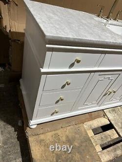 1500mm Didim Vanity Unit with Carrara Marble Top White & Gold