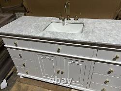 1500mm Didim Vanity Unit with Carrara Marble Top White & Gold